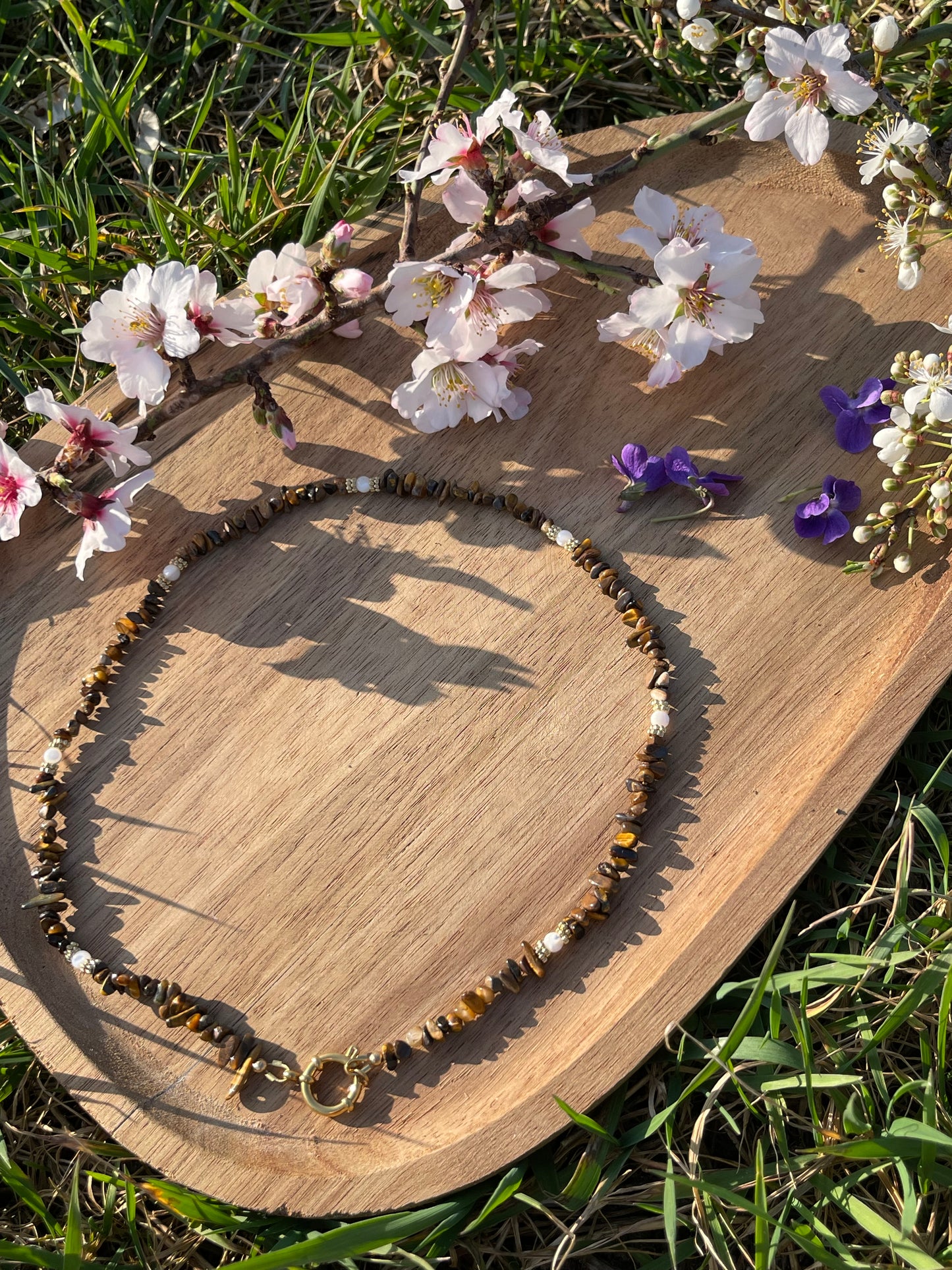 Collier œil du tigre en pierre naturelle – Modèle Soleya