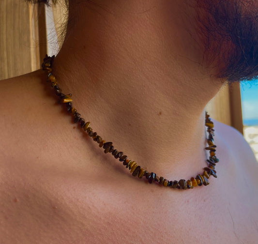 Collier œil du tigre en pierre naturelle – Modèle Targon Homme